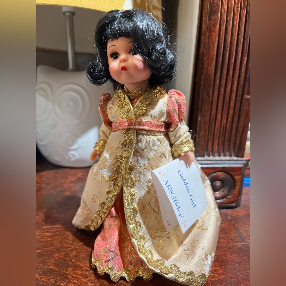 Madame Alexander Doll with Gold and Pink Dress